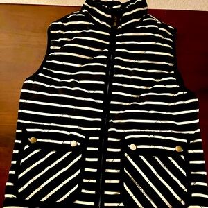 Navy and white striped vest